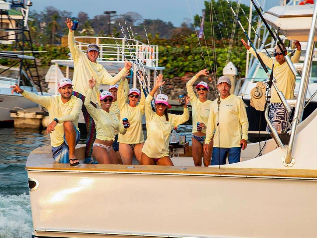 Women celebrating the day on a boat